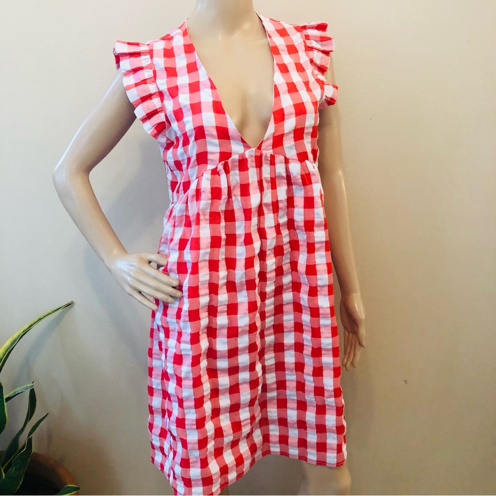 2 Hearts red and white checkered dress with pockets Sz 3